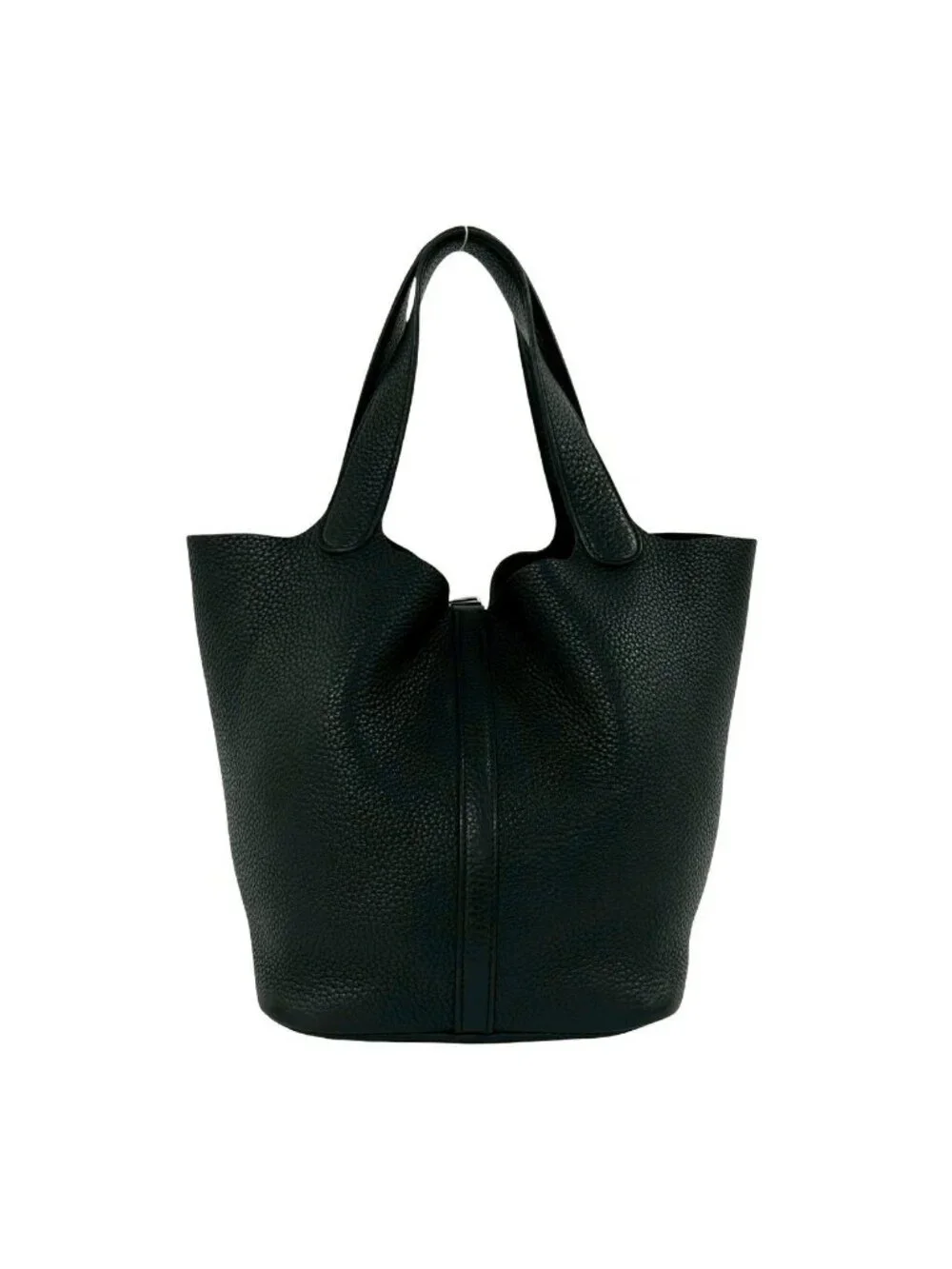 Hermes Picotin Lock MM Taurillon Clemence Leather Tote Black